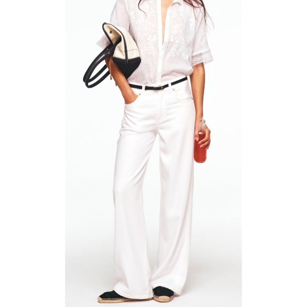 J.Crew Summertime Jean Mid Rise Rigid White Wide Leg Pants CU829 Size 27P NWT